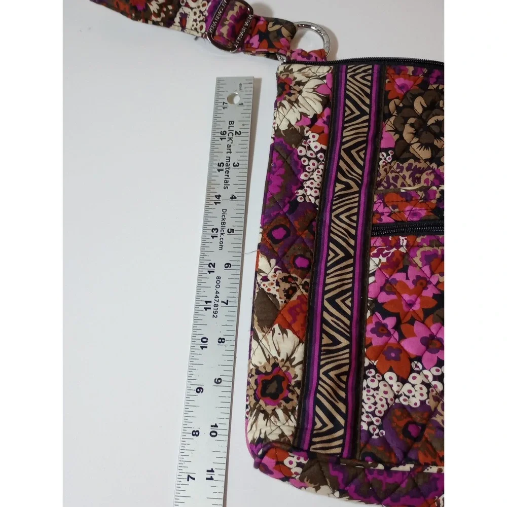 Vera Bradley Retired Rosewood Pattern Triple Zip Hipster Crossbody Bag.